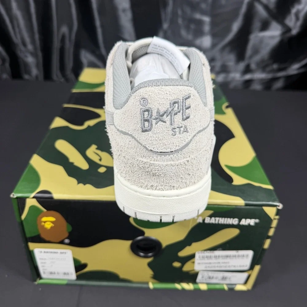 A Bathing Ape BAPE SK8 Sta Gray Hairy Suede Sneakers 1K80191312 Mens Size 9